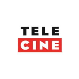 Um logotipo vermelho e preto para tele cine