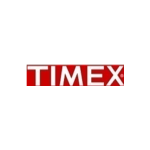 Um logotipo timex vermelho e branco em um fundo branco