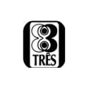 Um logotipo em preto e branco para uma empresa chamada tres.