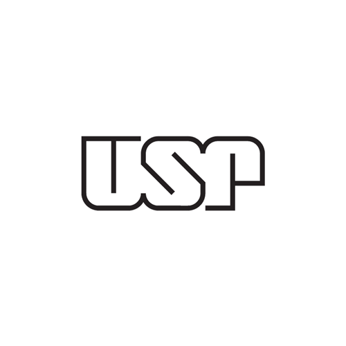 Um logotipo preto e branco da usp em um fundo branco.