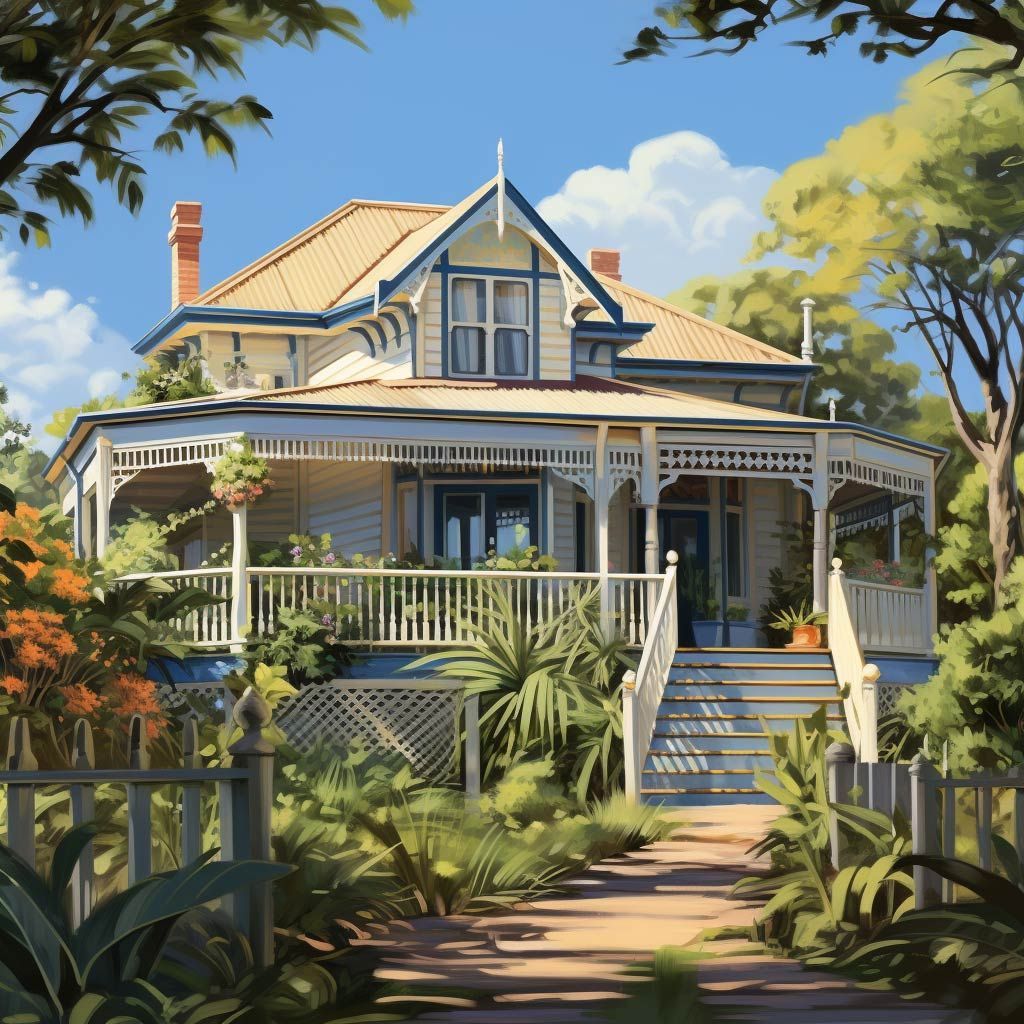 A Painting of A House with A Porch and Stairs — Asbestos Risk Removal In Rockhampton, QLD