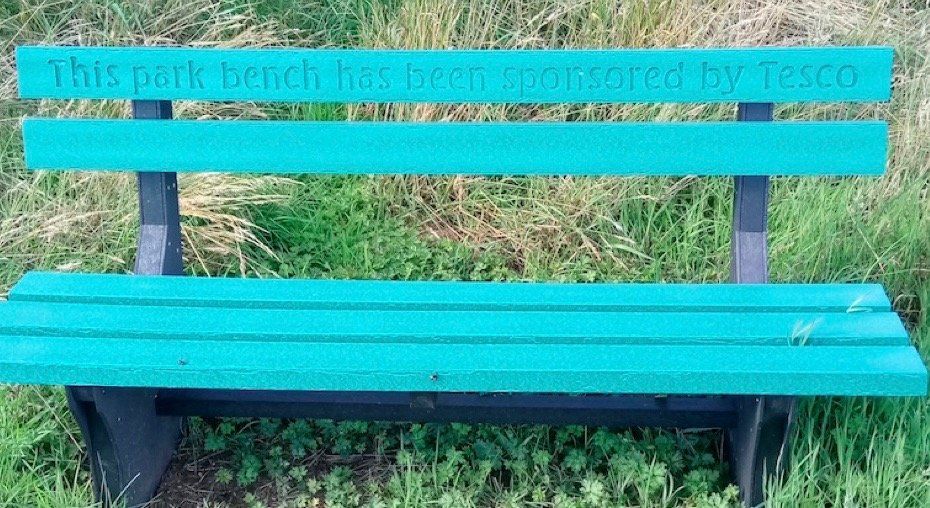 Bench in King George V Park sponsored by Tesco