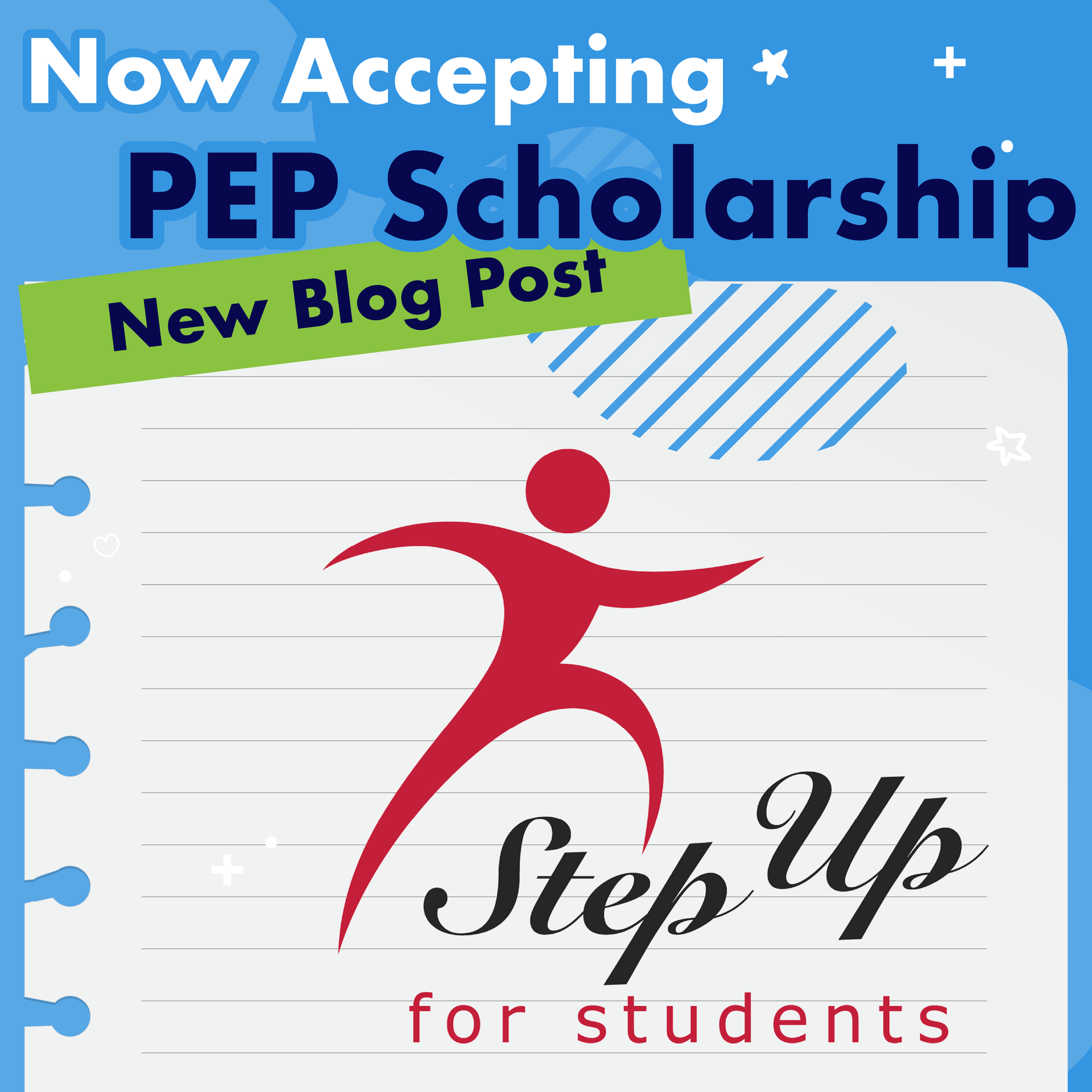 An advertisement for pep scholarships for students