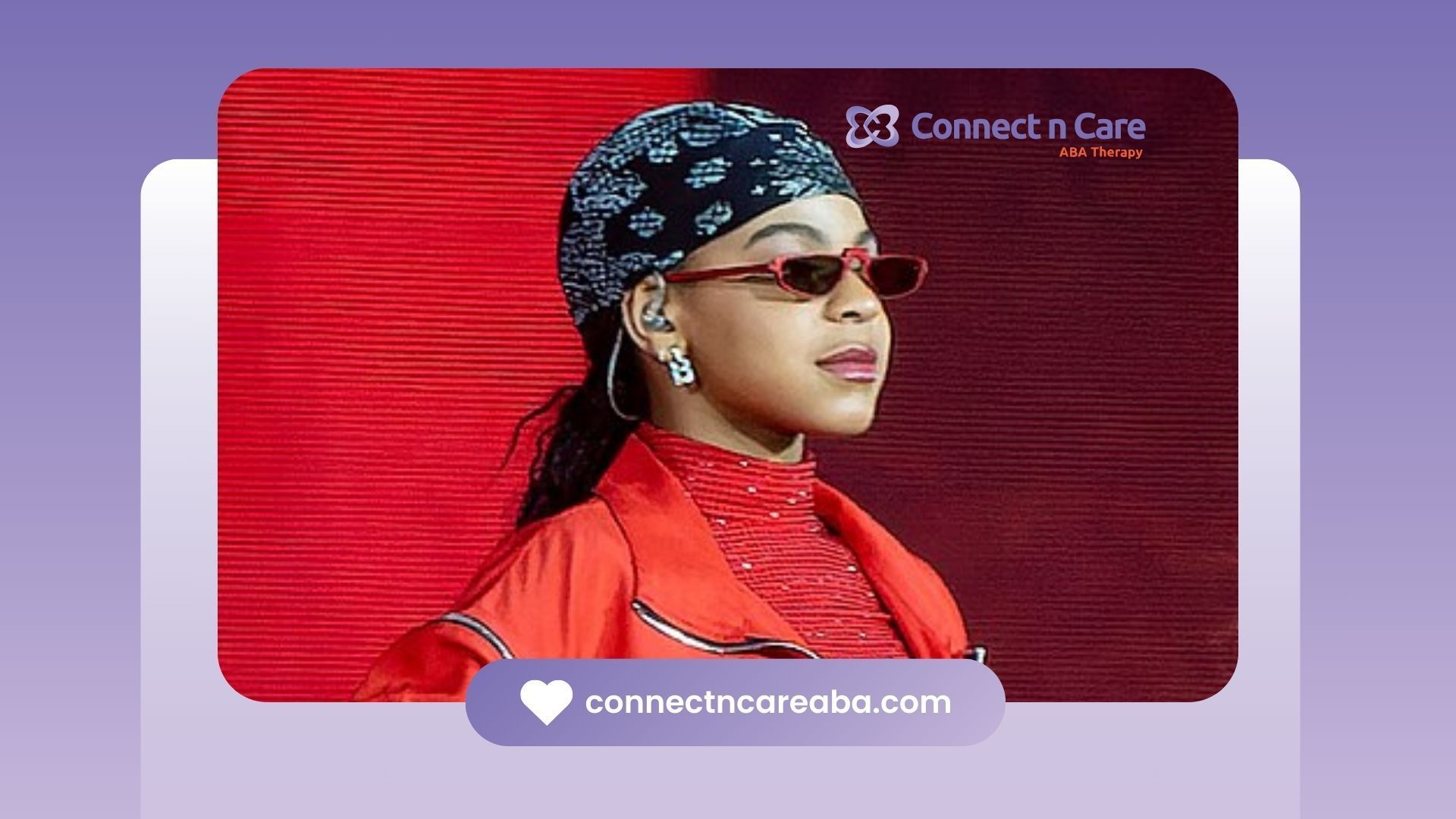 A close up of Blue Ivy wearing sunglasses and a bandana.