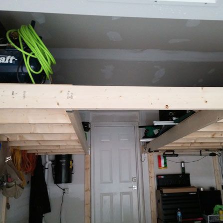 Custom overhead garage storage and shelving