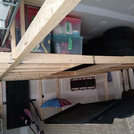 Custom overhead garage storage and shelving