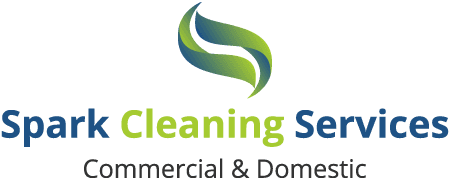 A logo for spark cleaning services , a company that provides commercial and domestic cleaning services.