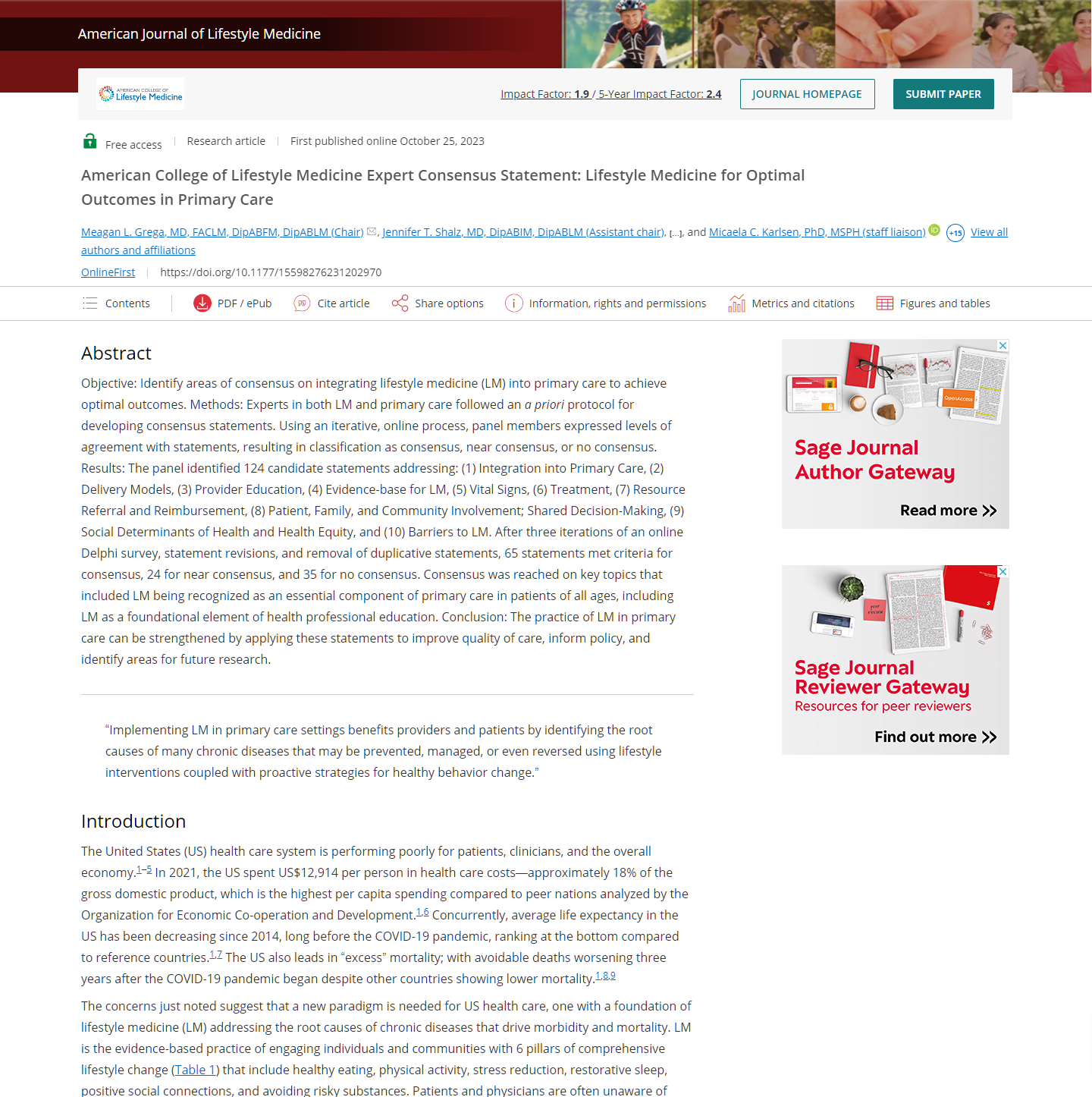 Screenshot of a research article titled