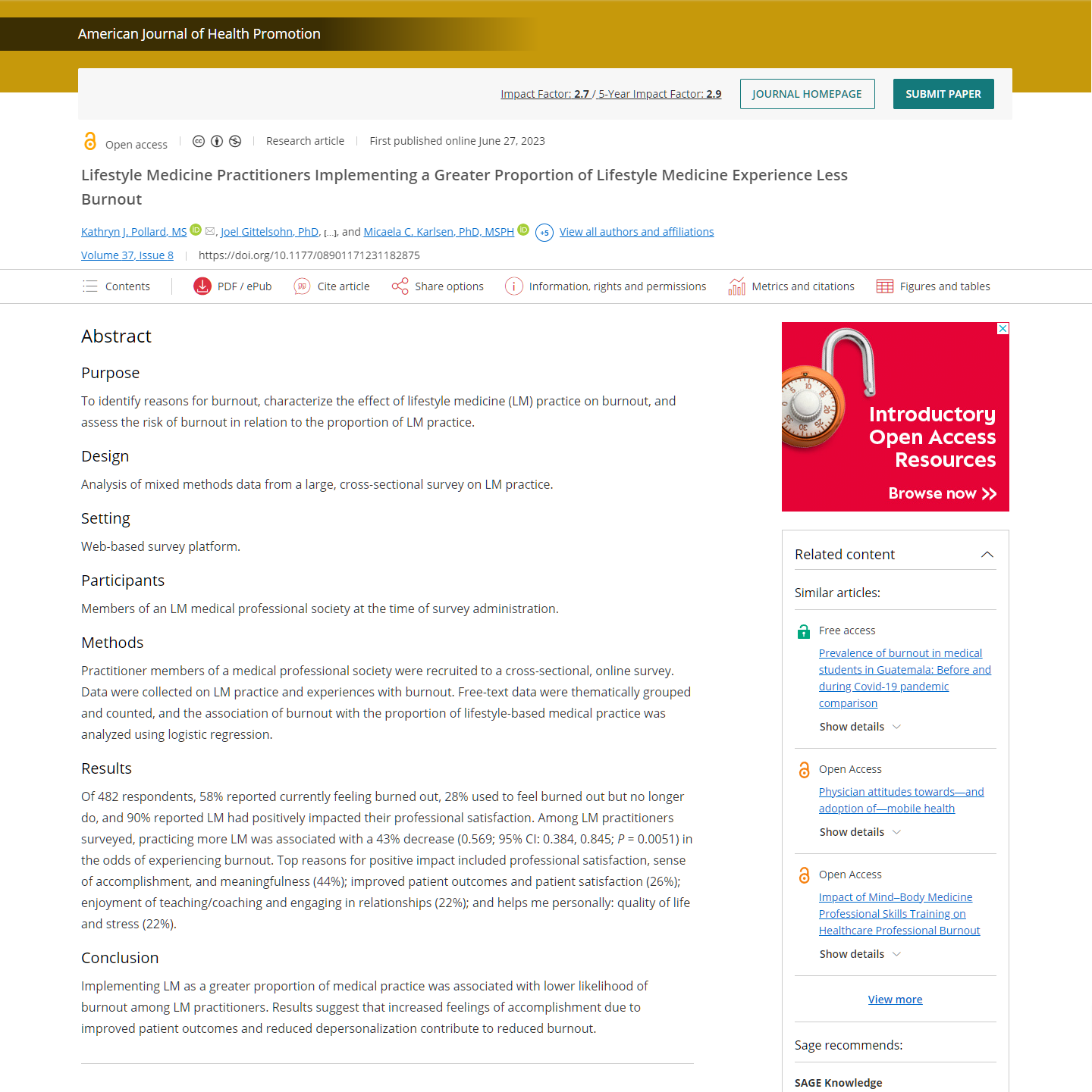 Screenshot of a research article abstract about EEG future prediction. The website shows text on a white background