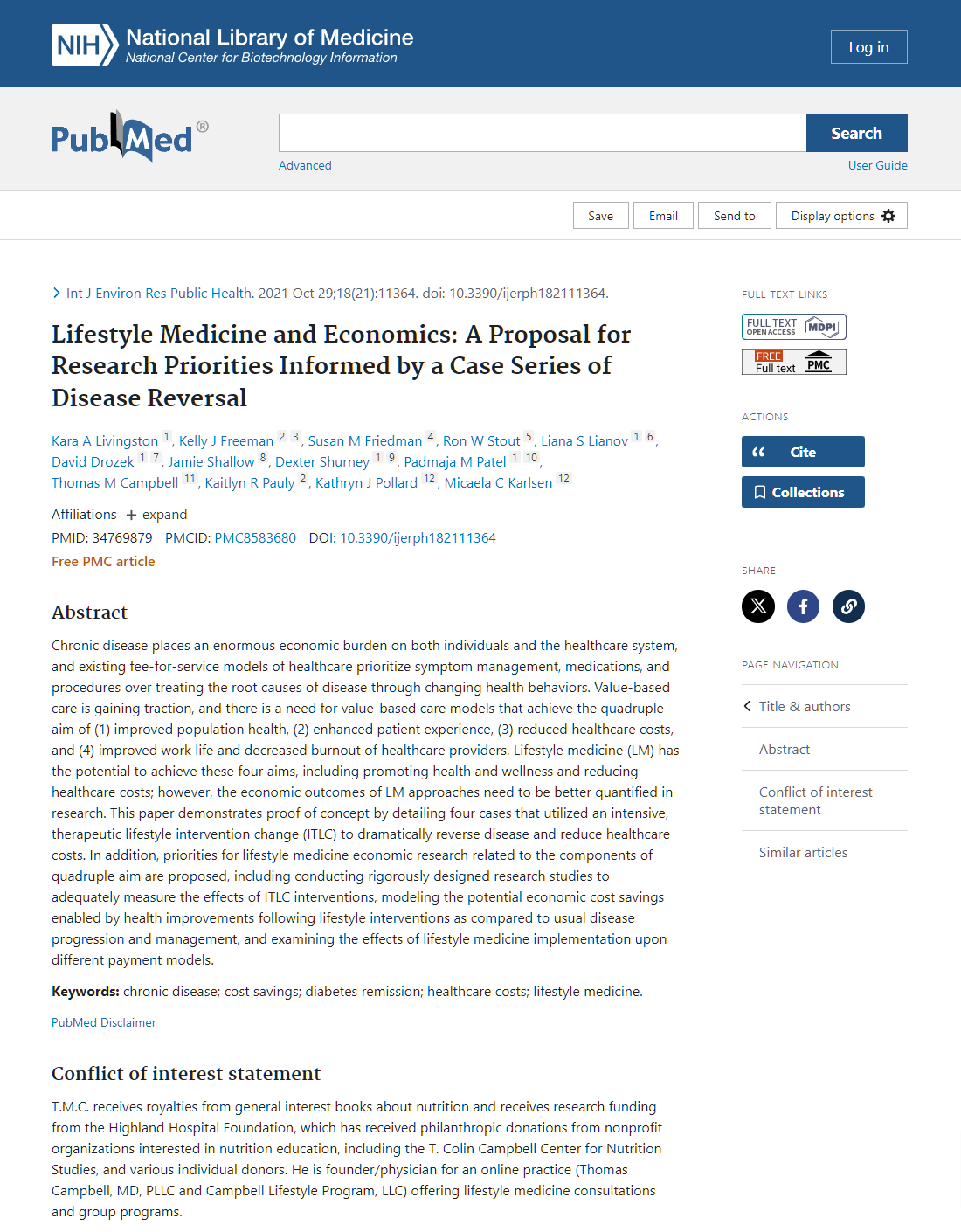 Screenshot of a PubMed article titled