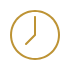 Clock showing 7 o'clock; gold circle with black hands and numbers.