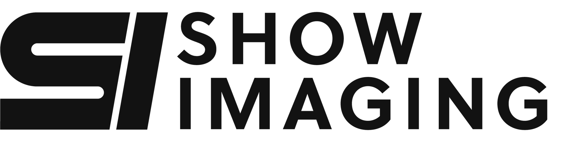 Logo for Show Imaging, black text and graphic.