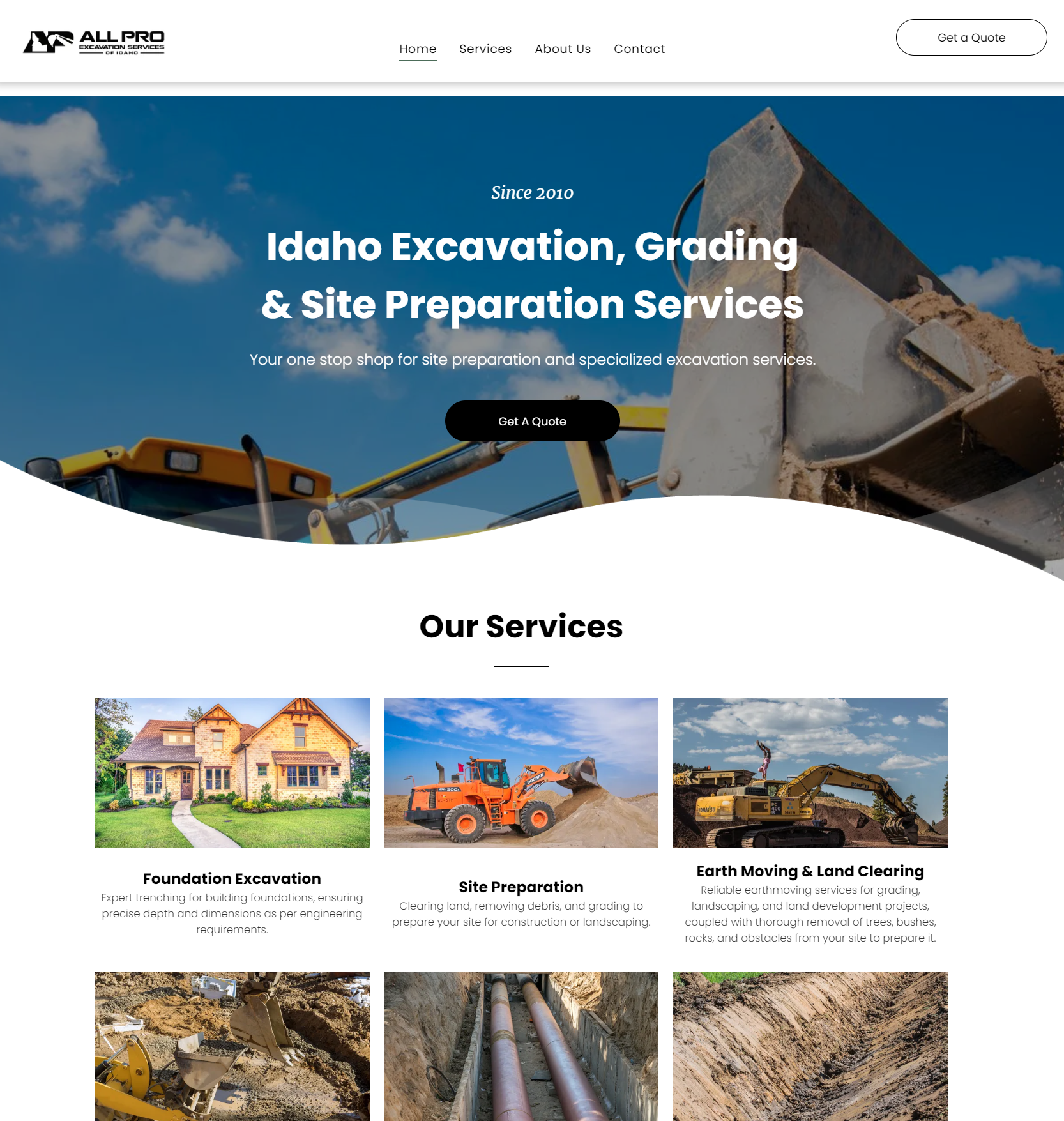 A website for idaho excavation , grading and site preparation services.