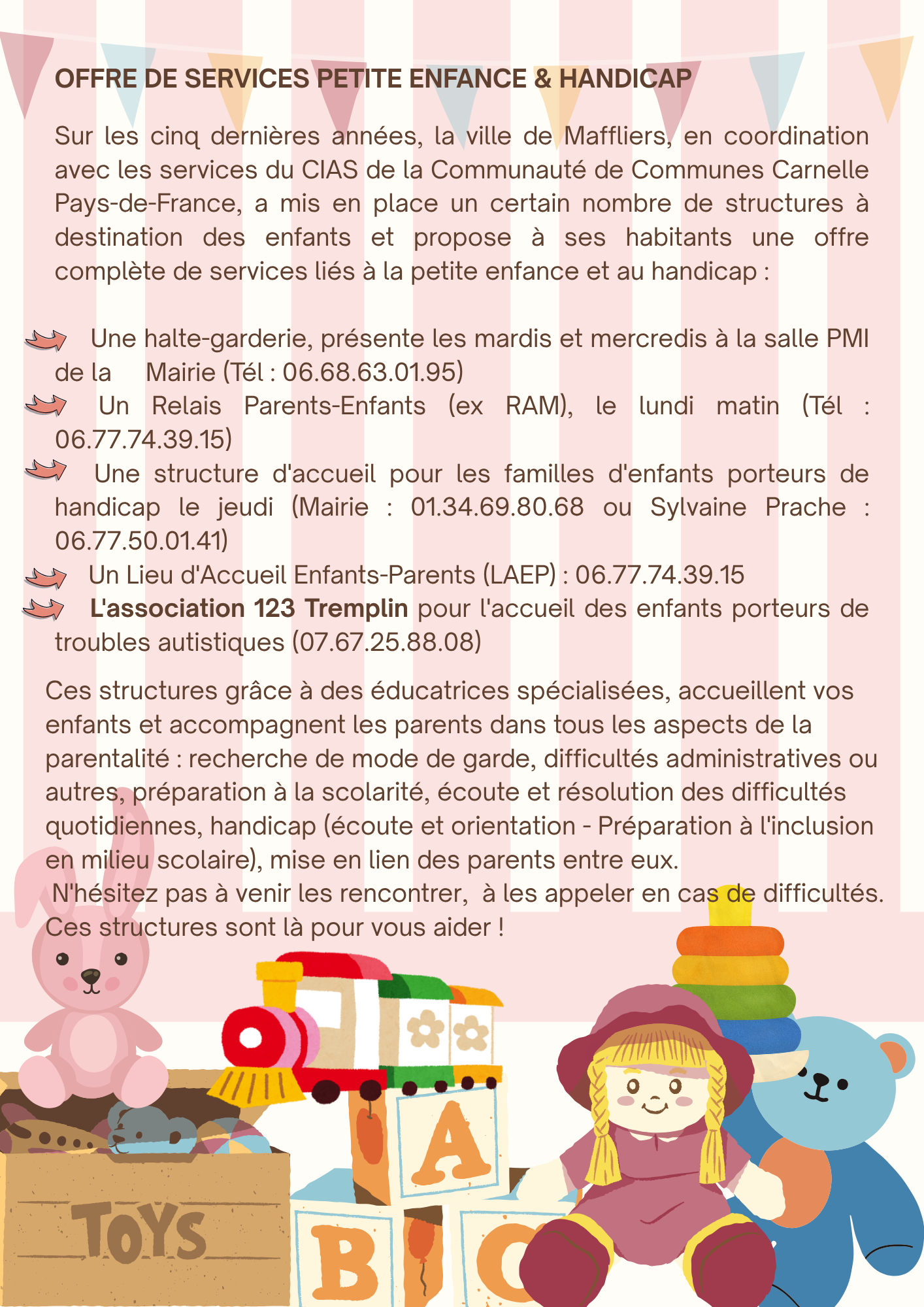 A poster with toys and a doll on it.