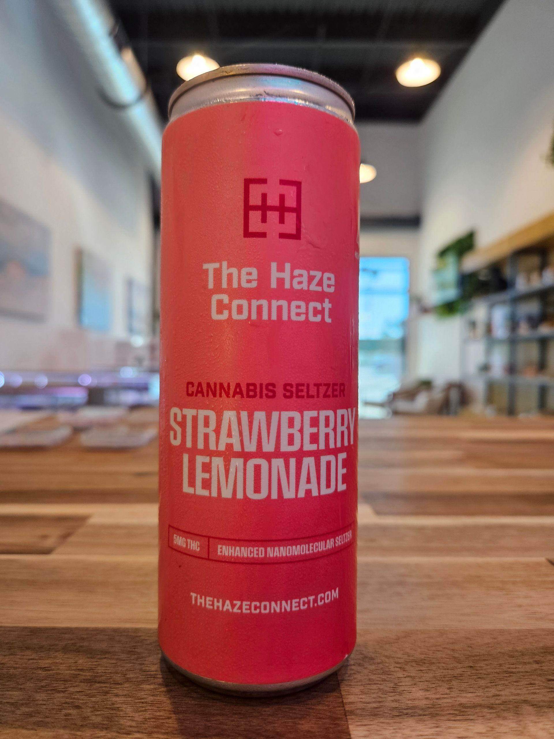 Haze Connect hemp-derived Delta-9 THC 5 mg Strawberry Lemonade drink — available in-store at High Tides CBD Corpus Christi.