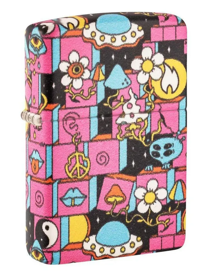 Zippo Lighter: Abstract Art Design, 540 Color - Glow-in-the-Dark Green