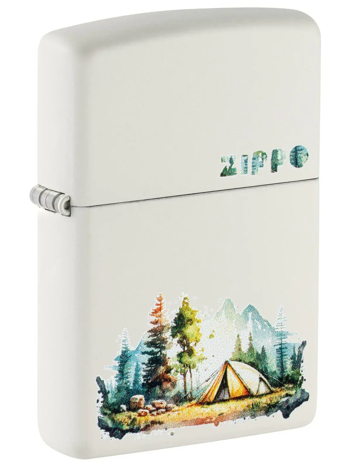 Zippo Lighter: Nature Retreat Design - White Matte