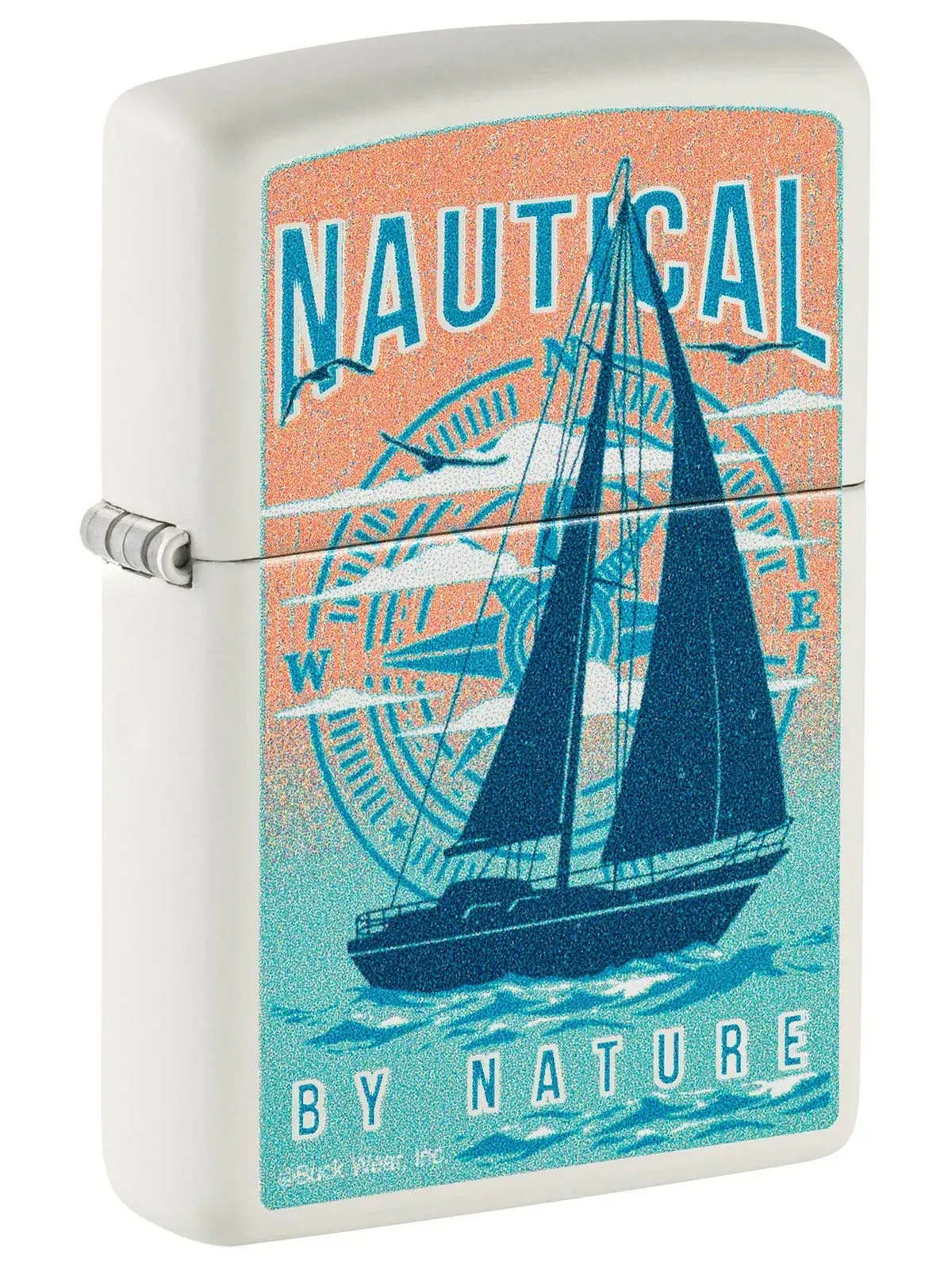 Zippo Lighter: Sailboat, Nautical by Nature - White Matte