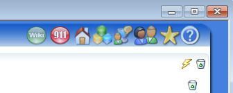 Une barre d'outils dans une interface logicielle comportant diverses icônes circulaires et carrées, dont un bouton accueil, une étoile et un bouton d'aide.