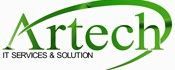 Logo vert avec le mot « Artech » dans une police stylisée et le texte « SERVICES ET SOLUTIONS IT » en dessous.