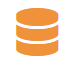 Icône de base de données orange avec deux bandes blanches horizontales.