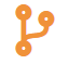Une icône orange de branchement Git composée de trois cercles reliés par des lignes.