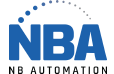 Logo de NB Automation présentant le texte bleu « NBA » surmonté d'un arc de points incurvé, avec « NB AUTOMATION » en dessous.