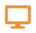 Une icône orange représentant un écran d'ordinateur sur un support.