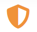 Une icône de bouclier orange avec une ligne verticale blanche divisant le côté droit.