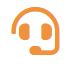 Une icône orange représentant un casque avec microphone, symbolisant le support client ou la communication.