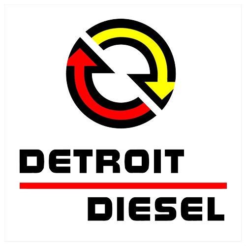 Logo for Detroit Diesel: a red and yellow circular arrow design above the words