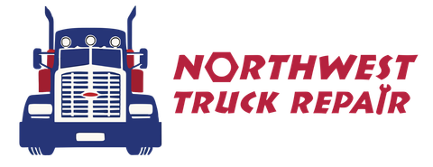 Logo of Northwest Truck Repair: blue truck with red accents next to blue and red text on a white background.