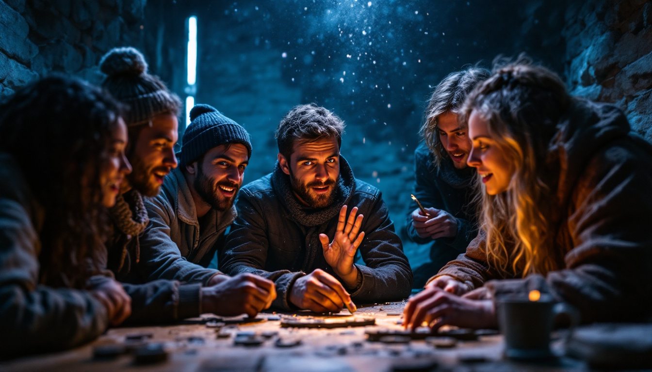 des amis jouant ensemble durant l'hiver