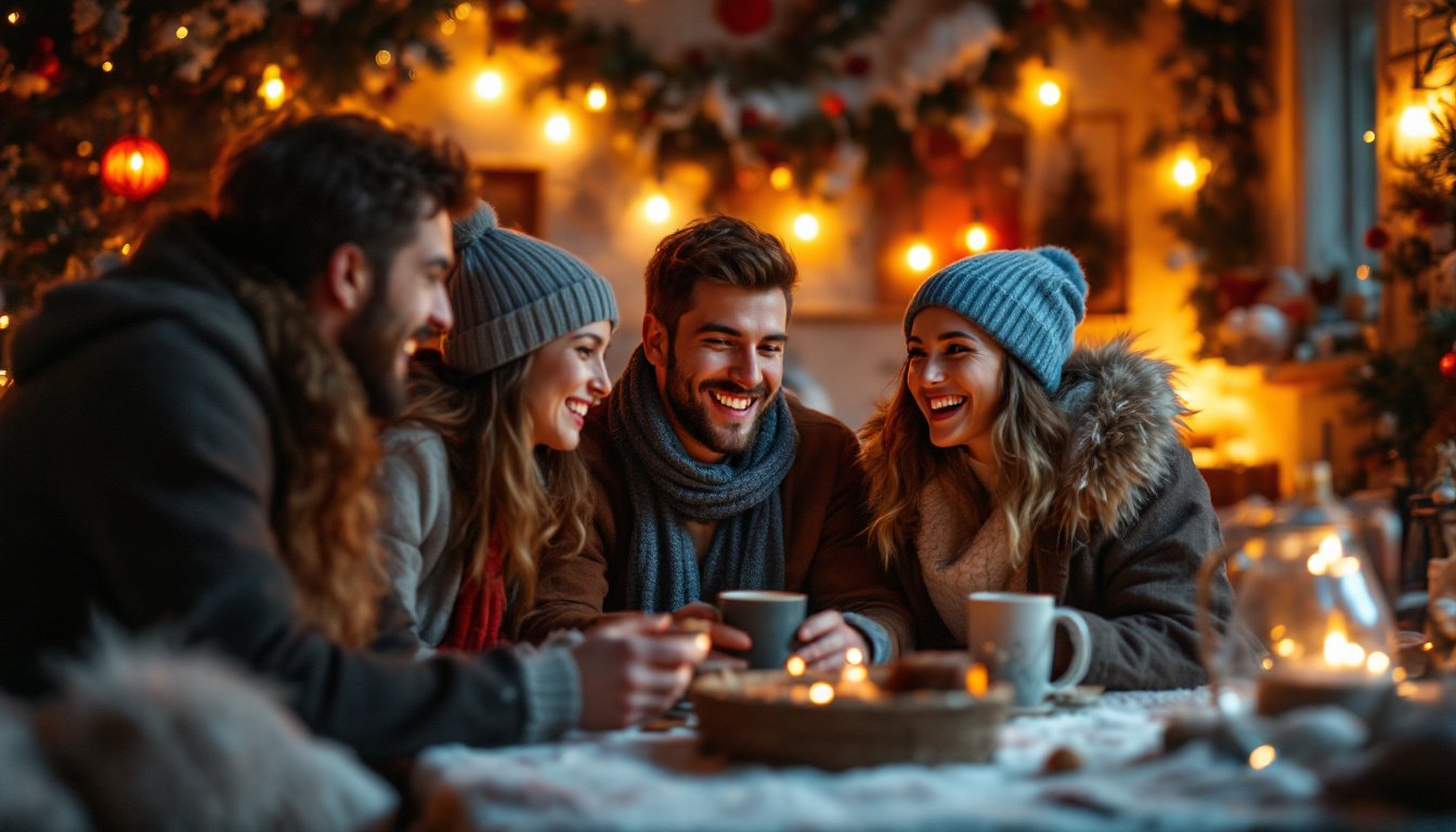 des amis durant l'hiver