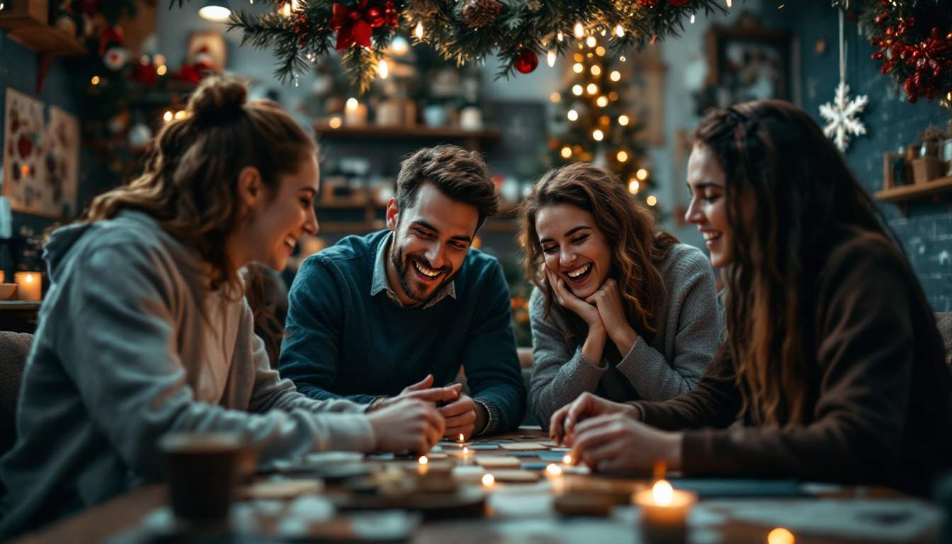 A group of people are sitting around a table playing a board game.