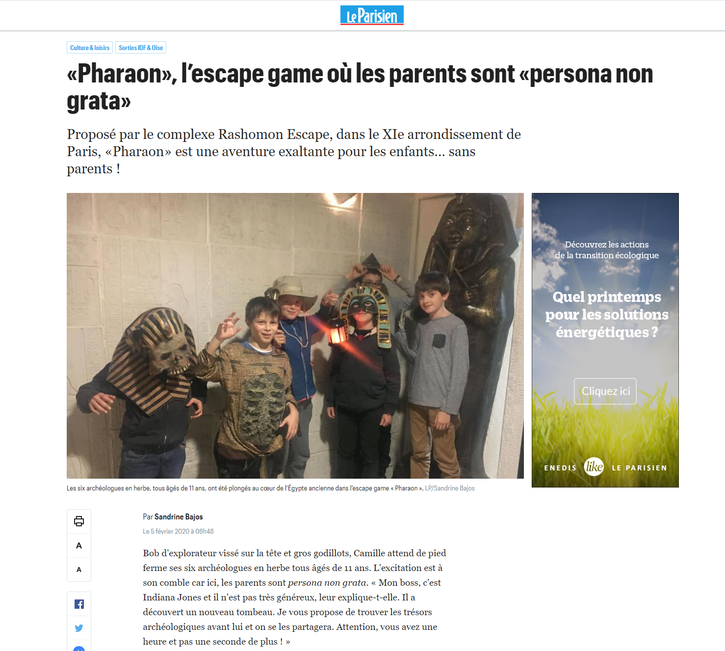 Article de presse dans le PArisien