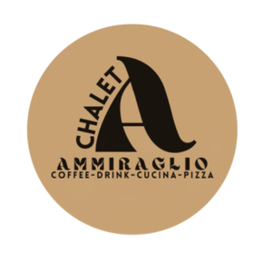 Logo per Chalet Ammiraglio: cerchio marrone chiaro con testo nero e una 