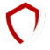 Red shield outline logo on a white background