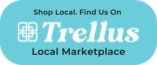 Trellus Local Marketplace logo on a teal banner with “Shop Local. Find Us On” text