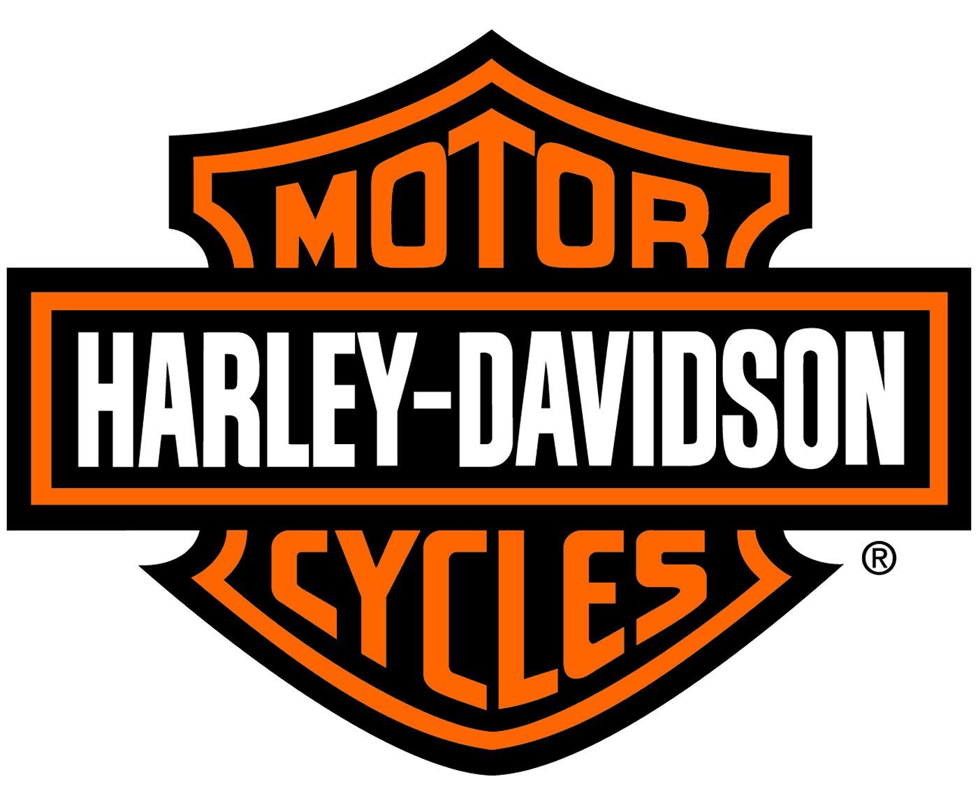 Harley-Davidson Cycles logo in black, orange, and white