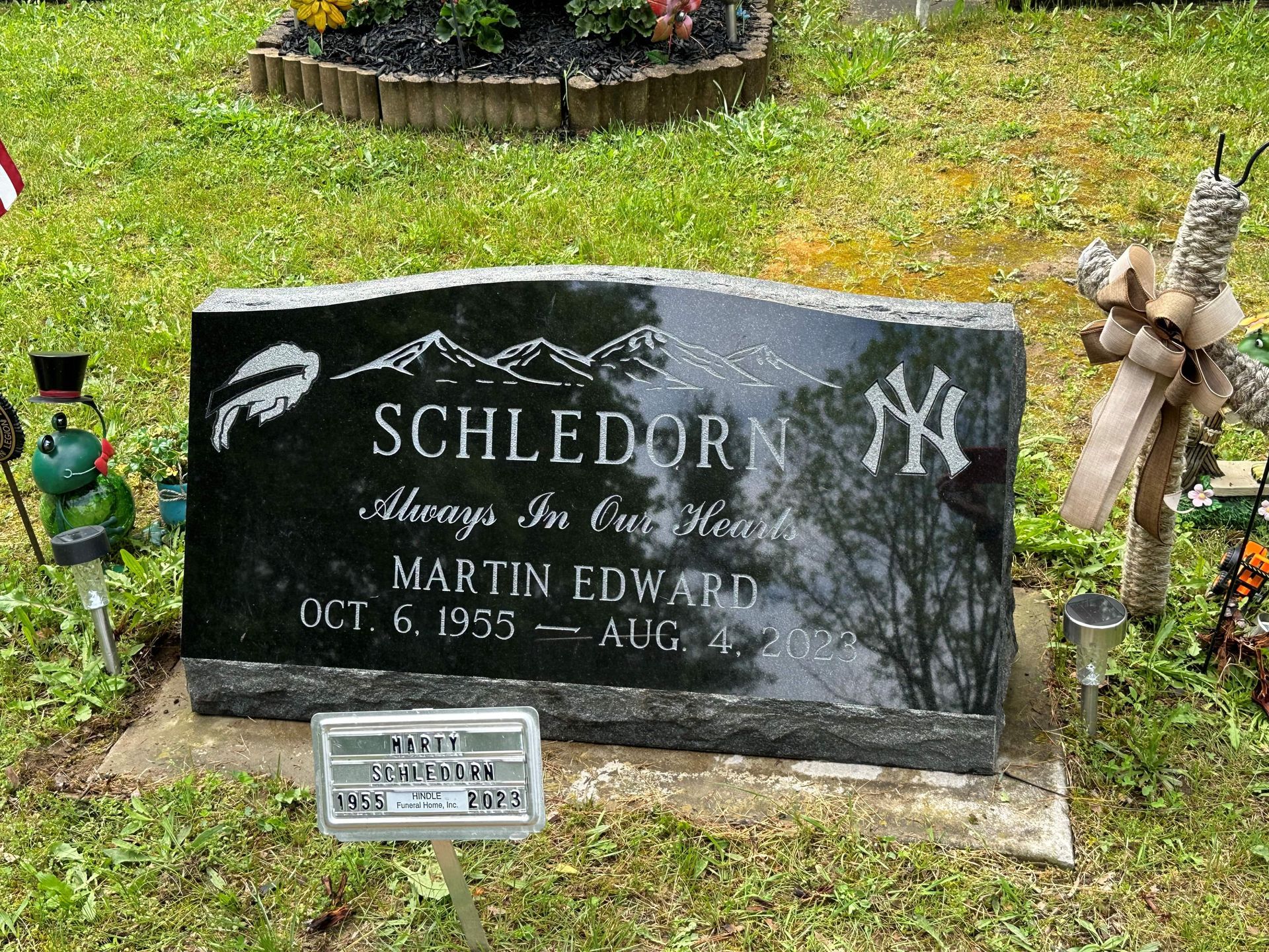 Black Gravestone With Schledorn Engrave On It - Le Roy, NY - Derrick Monument Company Inc