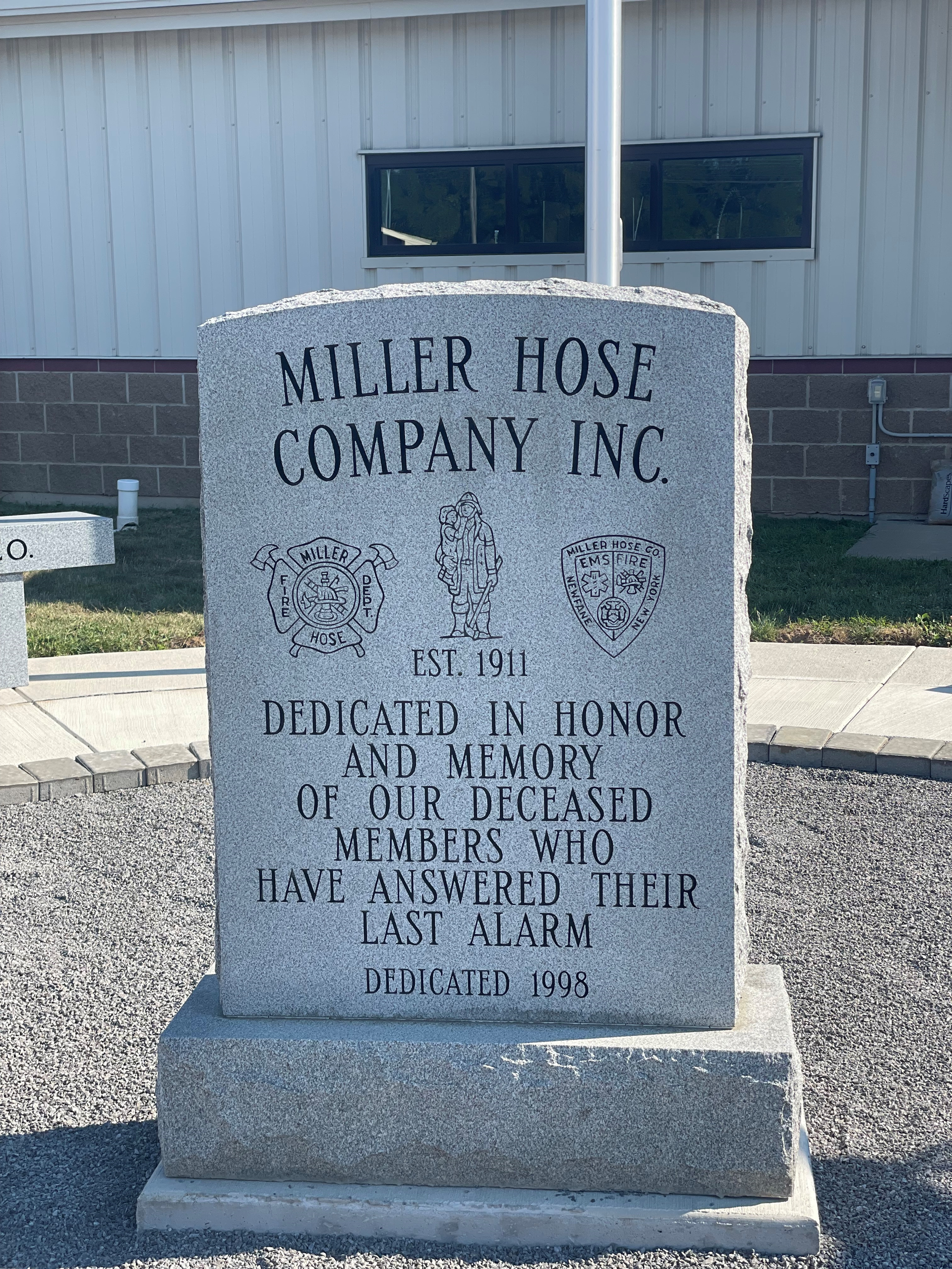 Gravestone For Miller Hose Company Inc - Le Roy, NY - Derrick Monument Company Inc