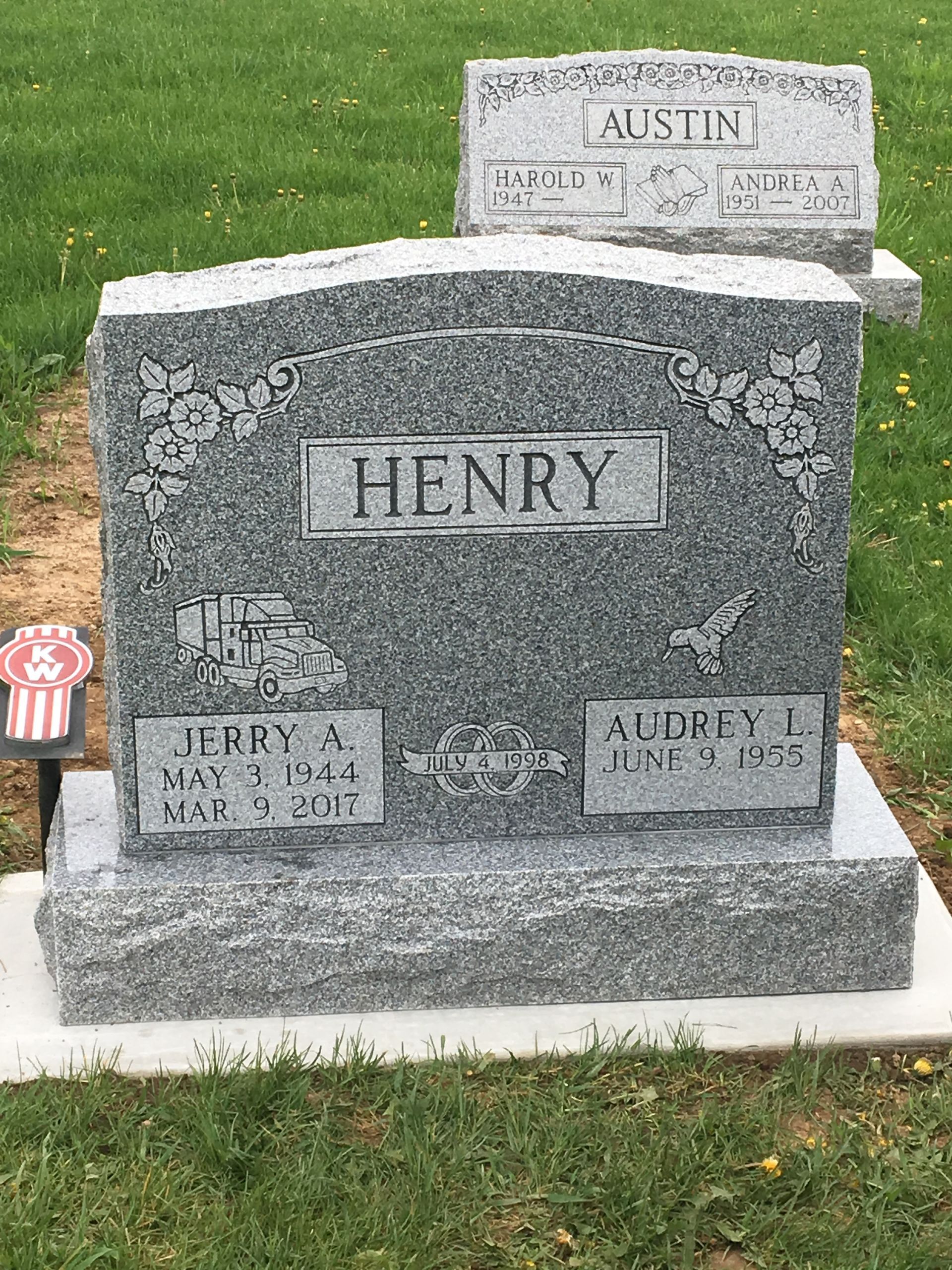 Granite headstone with the last name 