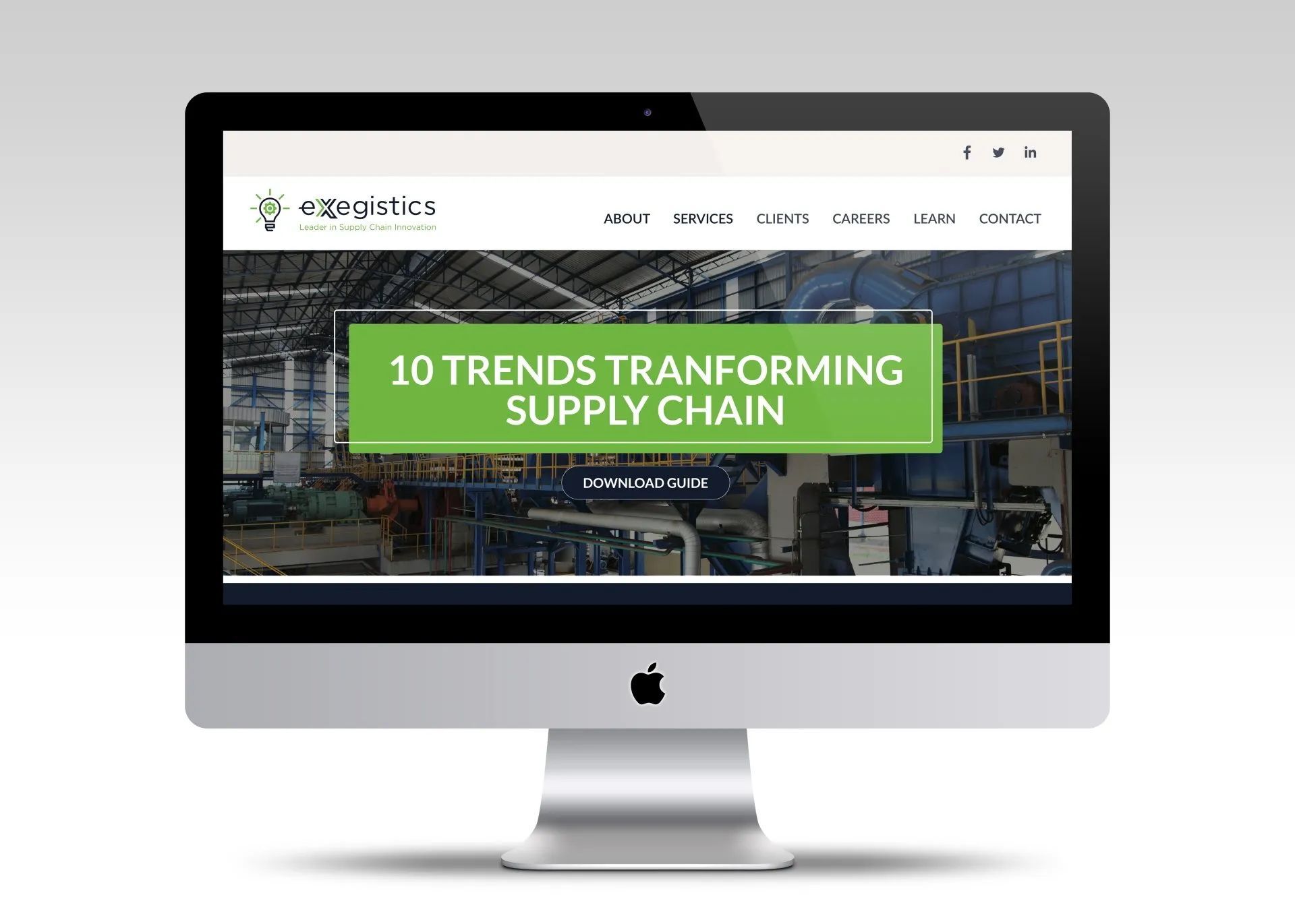Exegistics homepage design