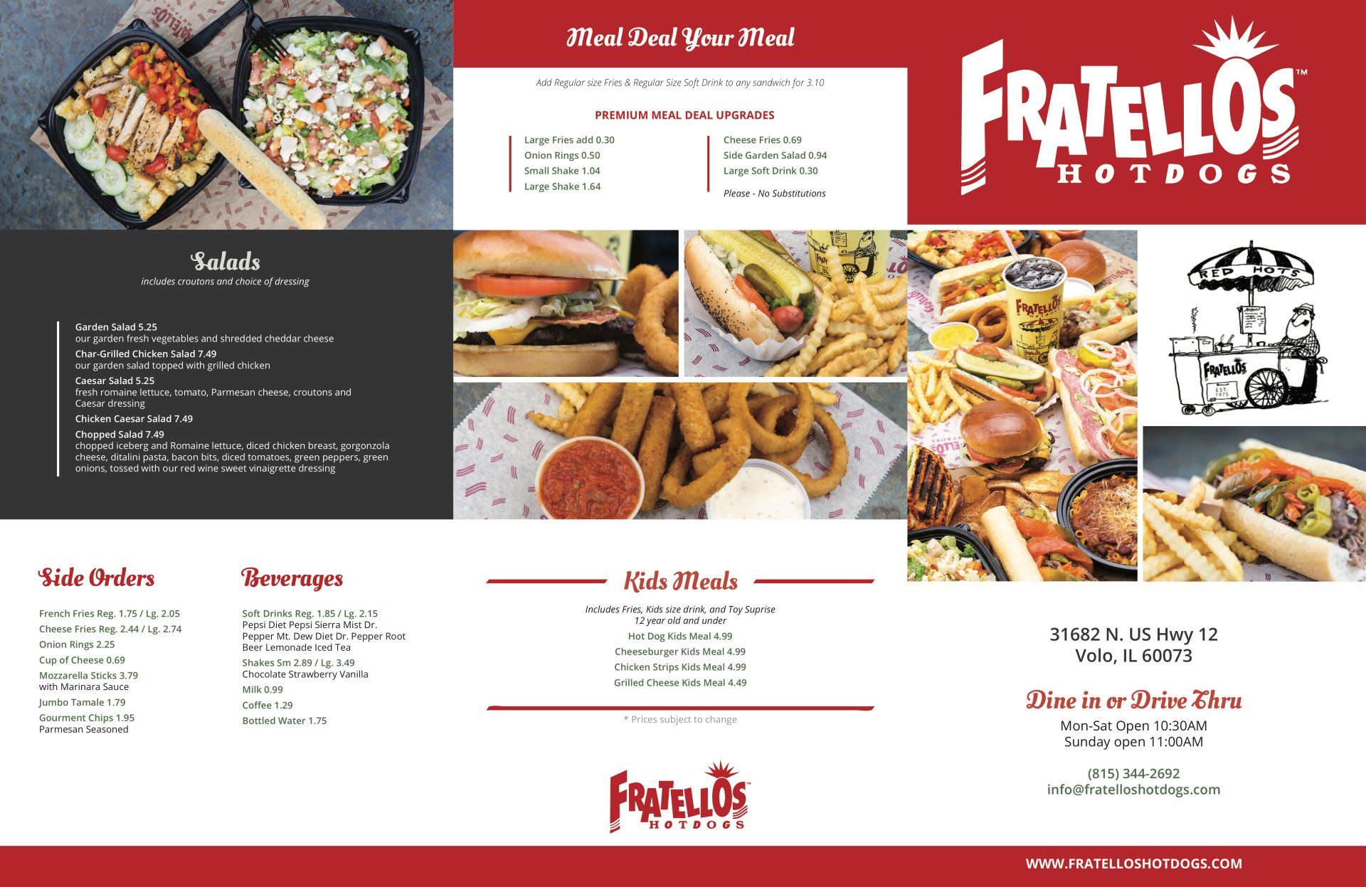 Fratello's trifold menu design