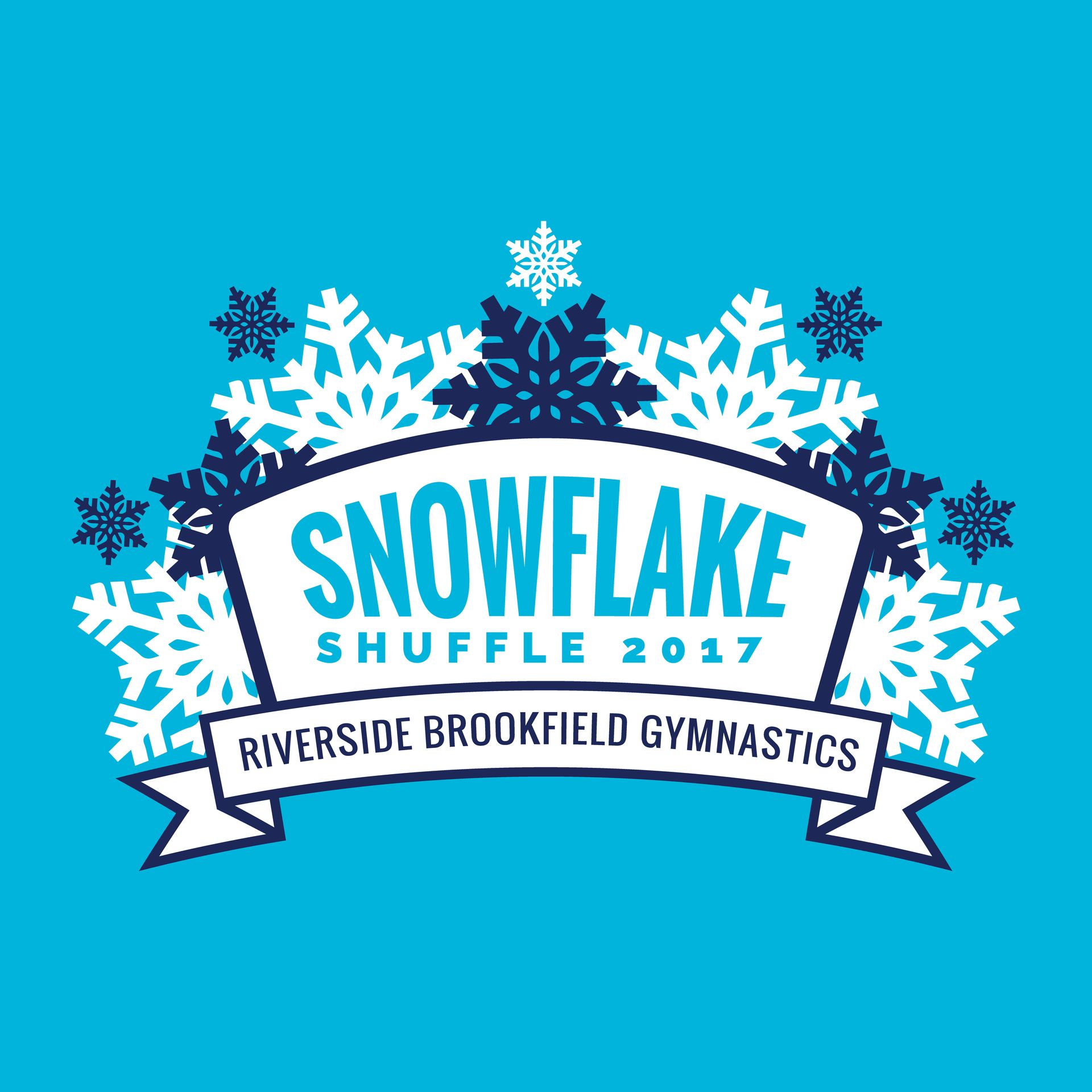 Riverside Brookfield Gymnastics Snowflake Shuffle 2017 logo
