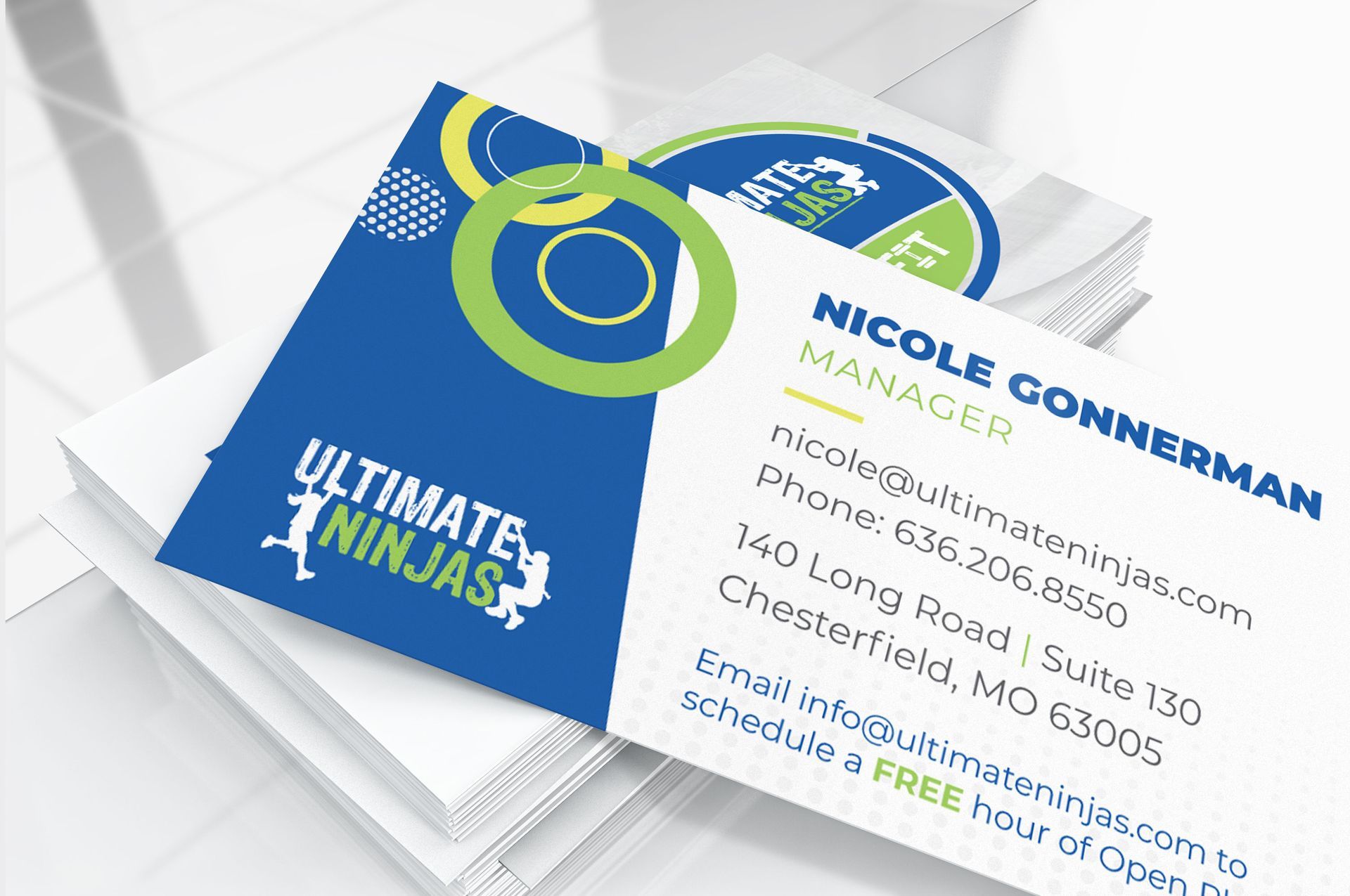 Ultimate Ninjas manager business card design