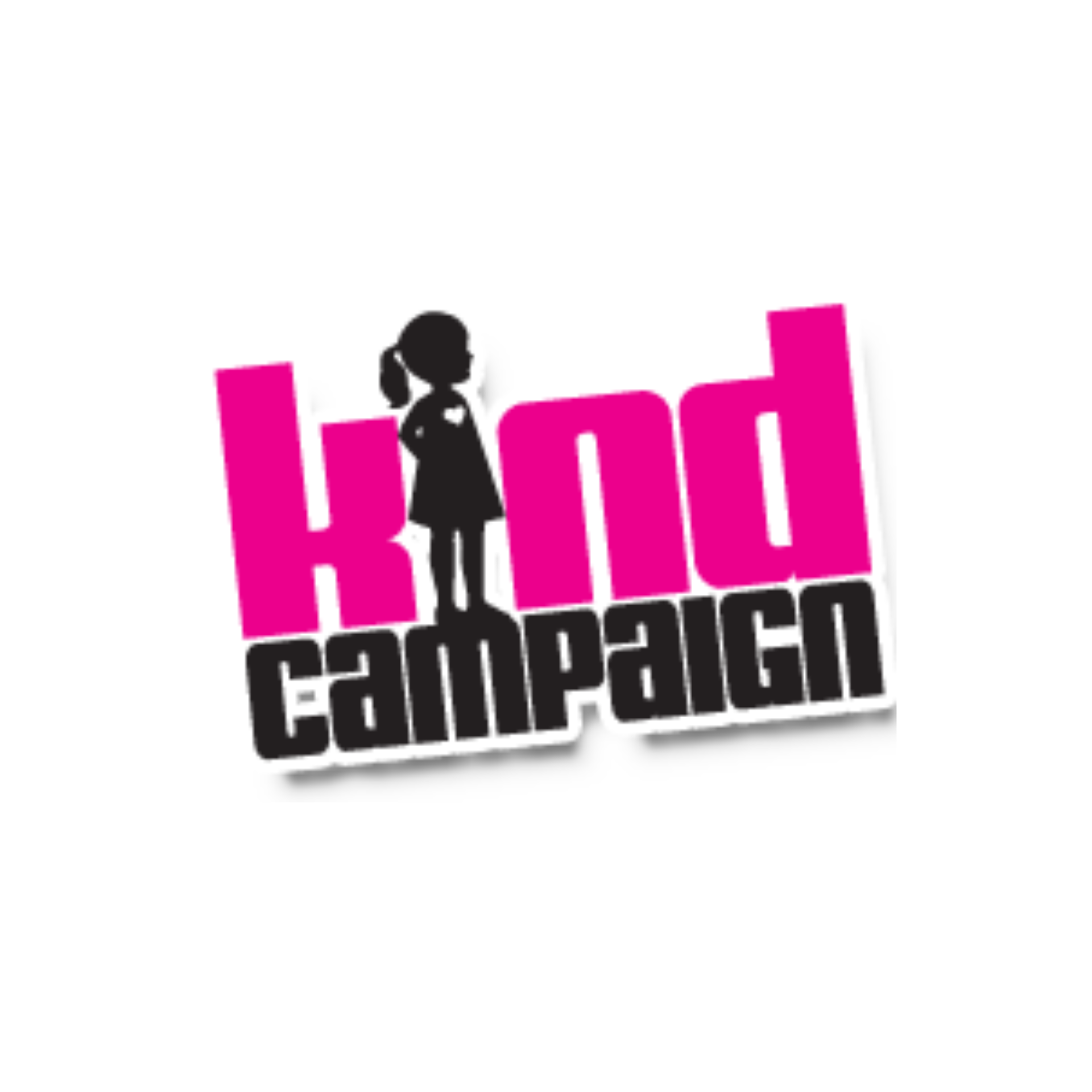 A pink and black logo for the kind campaign
