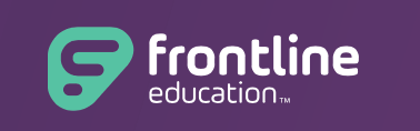 The frontline education logo is on a purple background.