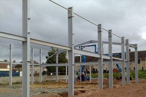 steel beams constructed as a security wall around a land